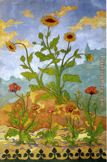 Sunflowers and Poppies painting - Paul Ranson Sunflowers and Poppies art painting
